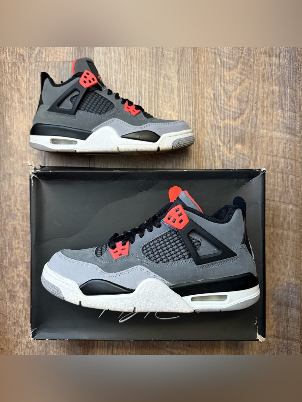 Nike Air Jordan 4 IV Retro GS Infrared Grey Size 5.5y 5.5 Sneakers Shoes
